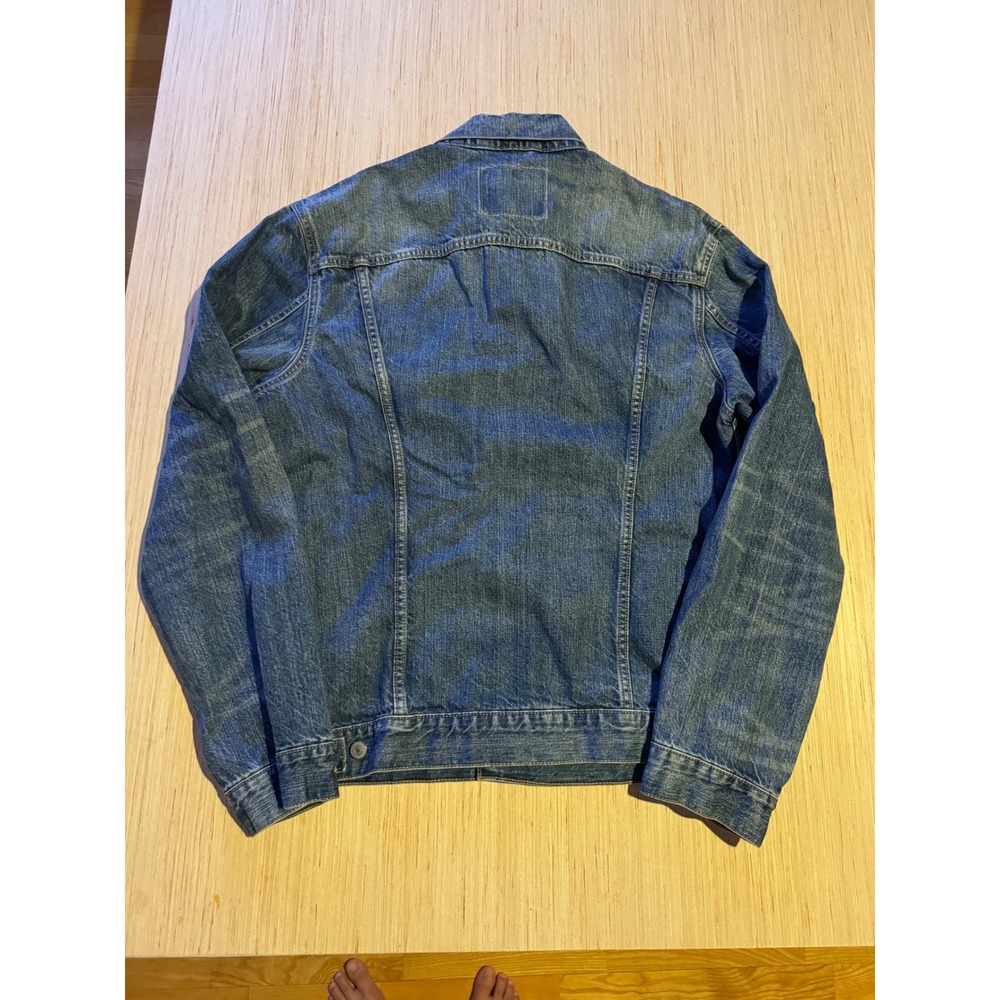 Levi's Mens Trucker Denim Jacket Medium Wash Blue Cotton XL Distressed Collar 37 - Picture 6 of 7